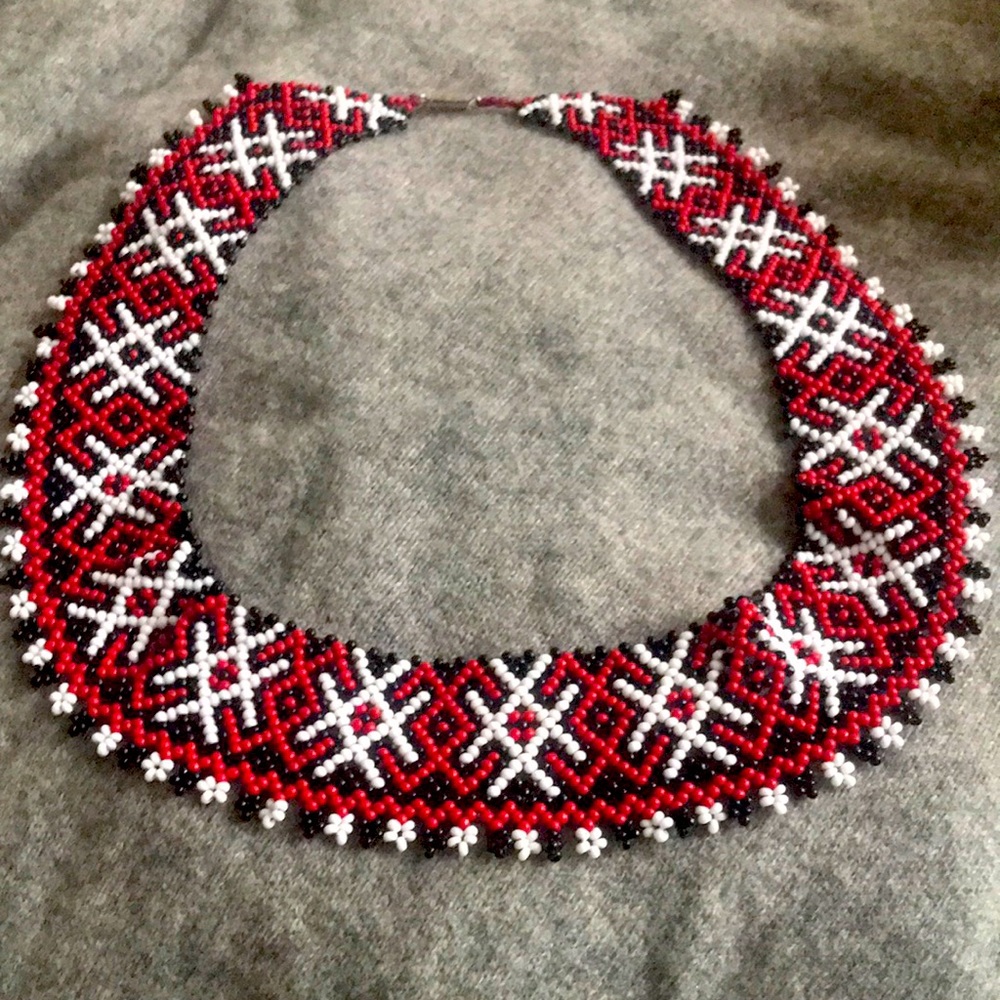 Black, Red, & White Collar Necklace